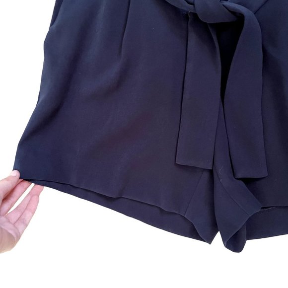 Ann Taylor navy blue shorts summer paperbag cinched waist buttons comfortable - Picture 3 of 5